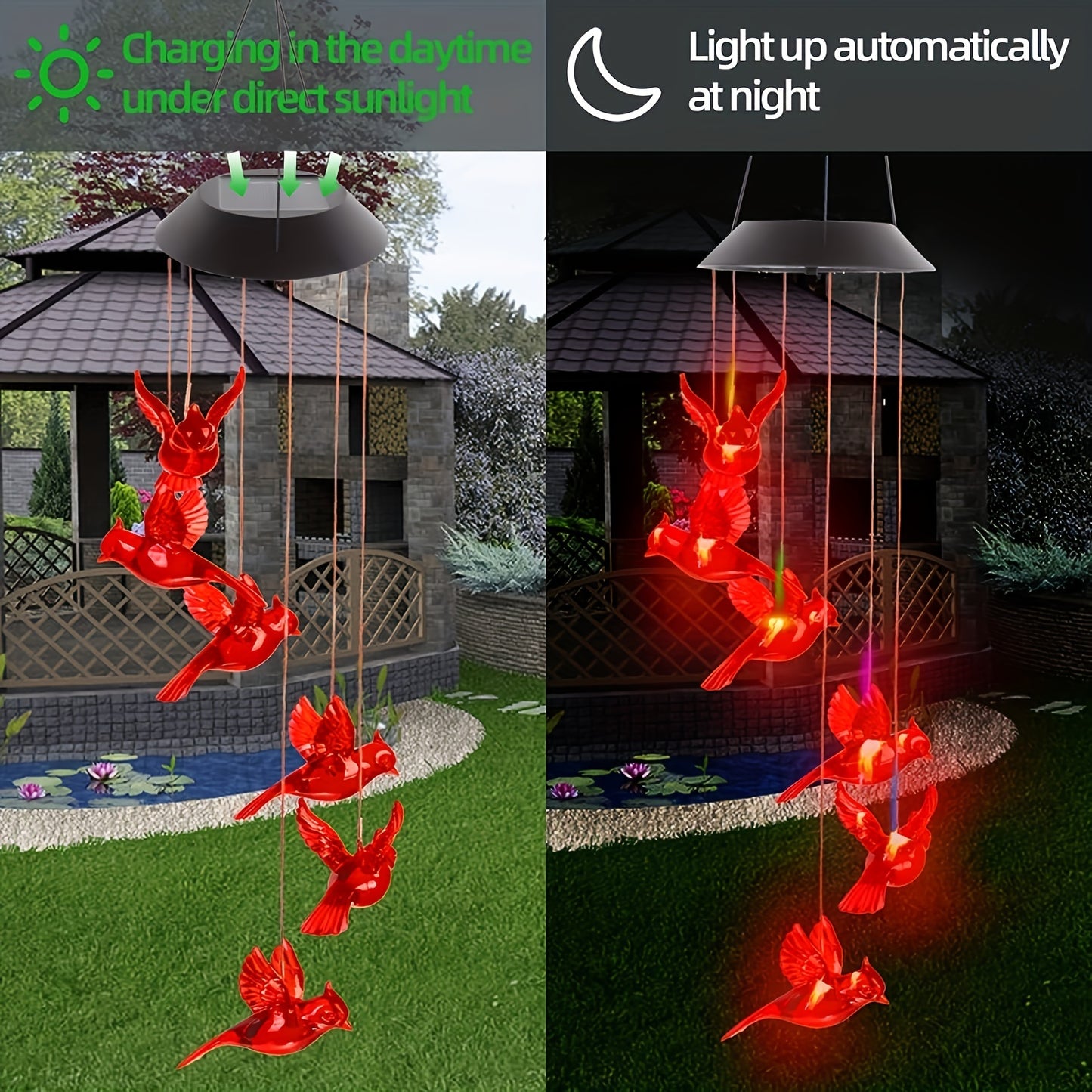 1pc Waterproof Solar Wind Chime for Garden and Patio Decor - Perfect Gardening Gift for Women - Beautiful Night Light and Yard Decoration