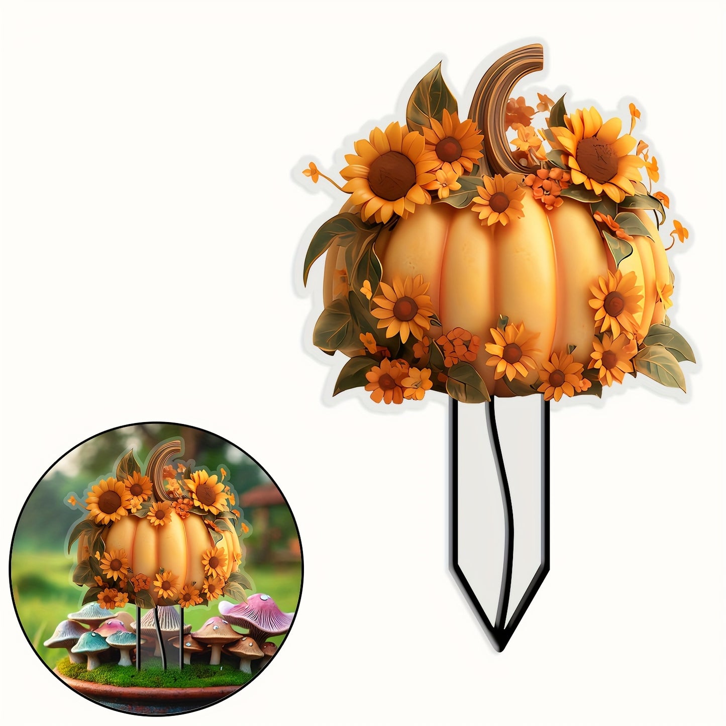 Charming Pumpkin Acrylic Garden Stake - 11.8"x8" Outdoor Sun Catcher, Perfect for Flower Pots & Yard Art, Ideal Thanksgiving Decor & Gift for Friends and Family