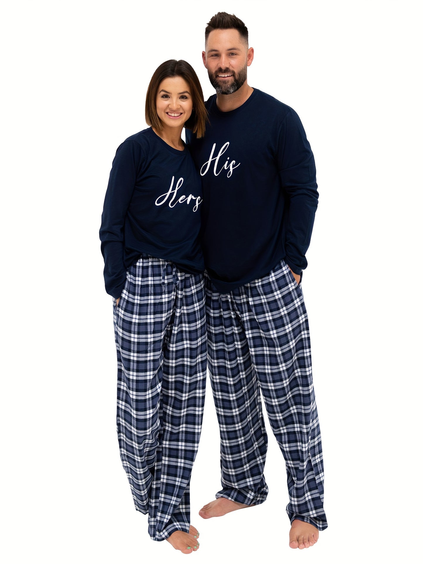 AW BRIDAL Valentine's Day Gift 4-piece Couple Pajamas, Unisex Pajama Sets, Lightweight 100% Cotton, Women's S/M/L, Men's XL