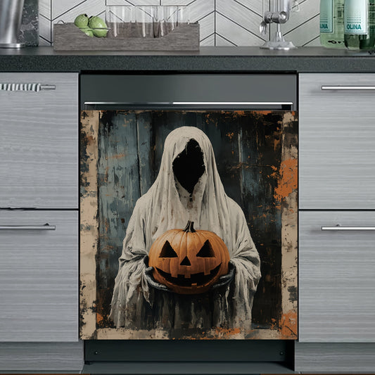 Halloween Pumpkin Witch Dishwasher Magnet - Stainless Steel Refrigerator Door Cover Decal, Removable Kitchen Decor, 23"x25.6