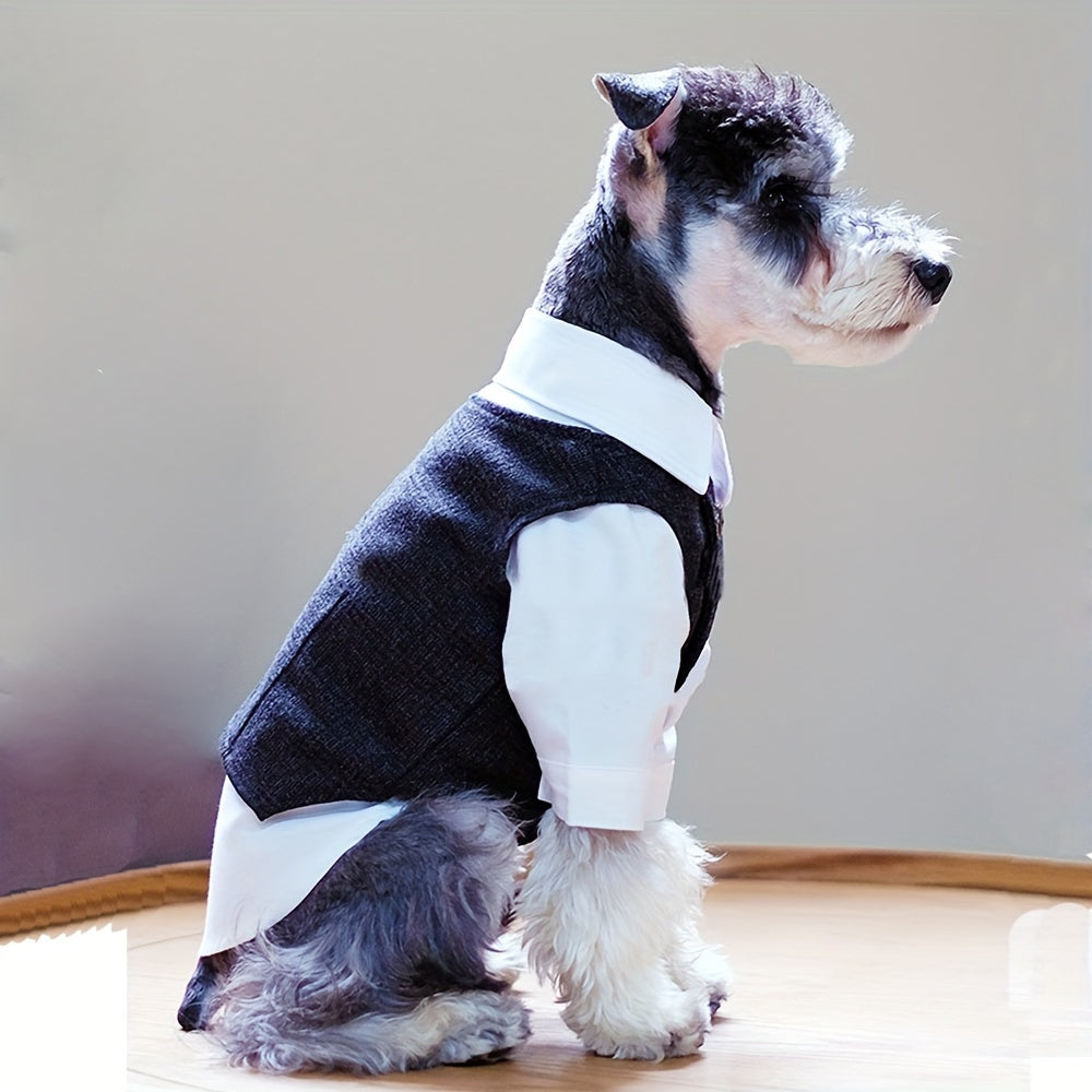 Chic Pet Wedding Vest for Small to Medium Dogs - All-Season Polyester, Button Closure, Shirt Not Included