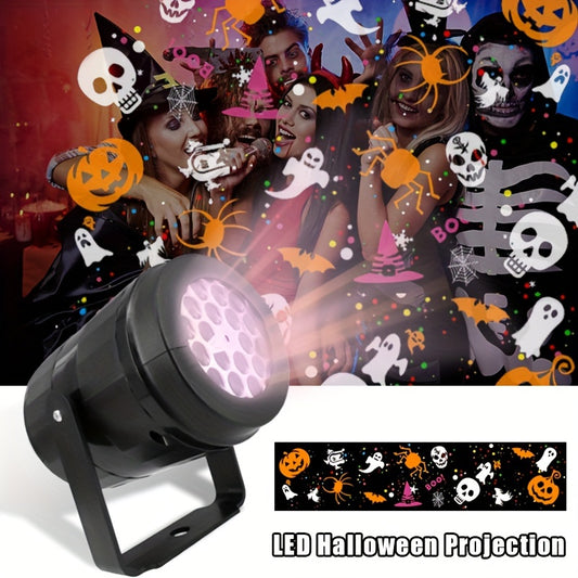 AMill Halloween LED Projector Light - 16 Patterns, USB Powered, Ghost & Pumpkin Projections for Indoor Use, Perfect for Holiday Party Decor & Bedroom Ambiance, Includes Built-in Multi-Graphic Projector Pattern