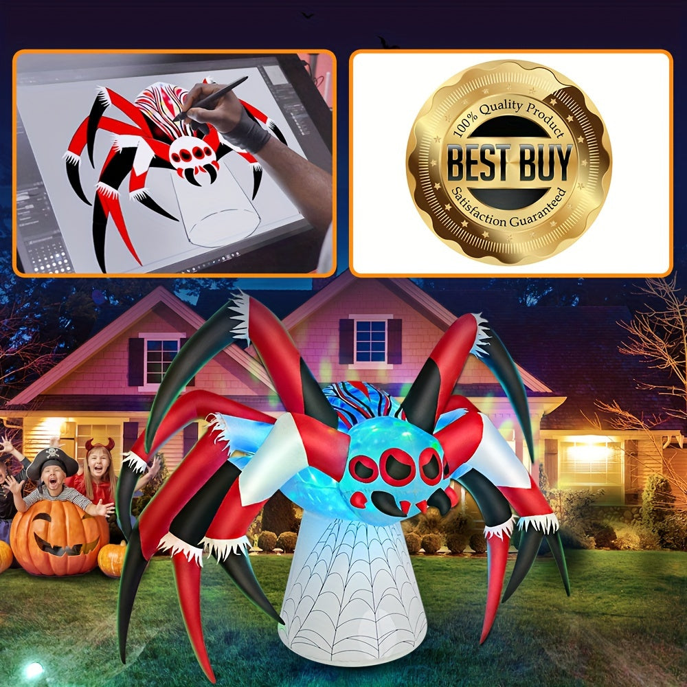 KOOY 6FT Halloween Inflatables Spider Decoration With Magic Led Light Up Halloween Inflatables Outdoor Decorations Blow Up Inflatables For Halloween Holiday Party Lawn Yard Outside Garden Decor