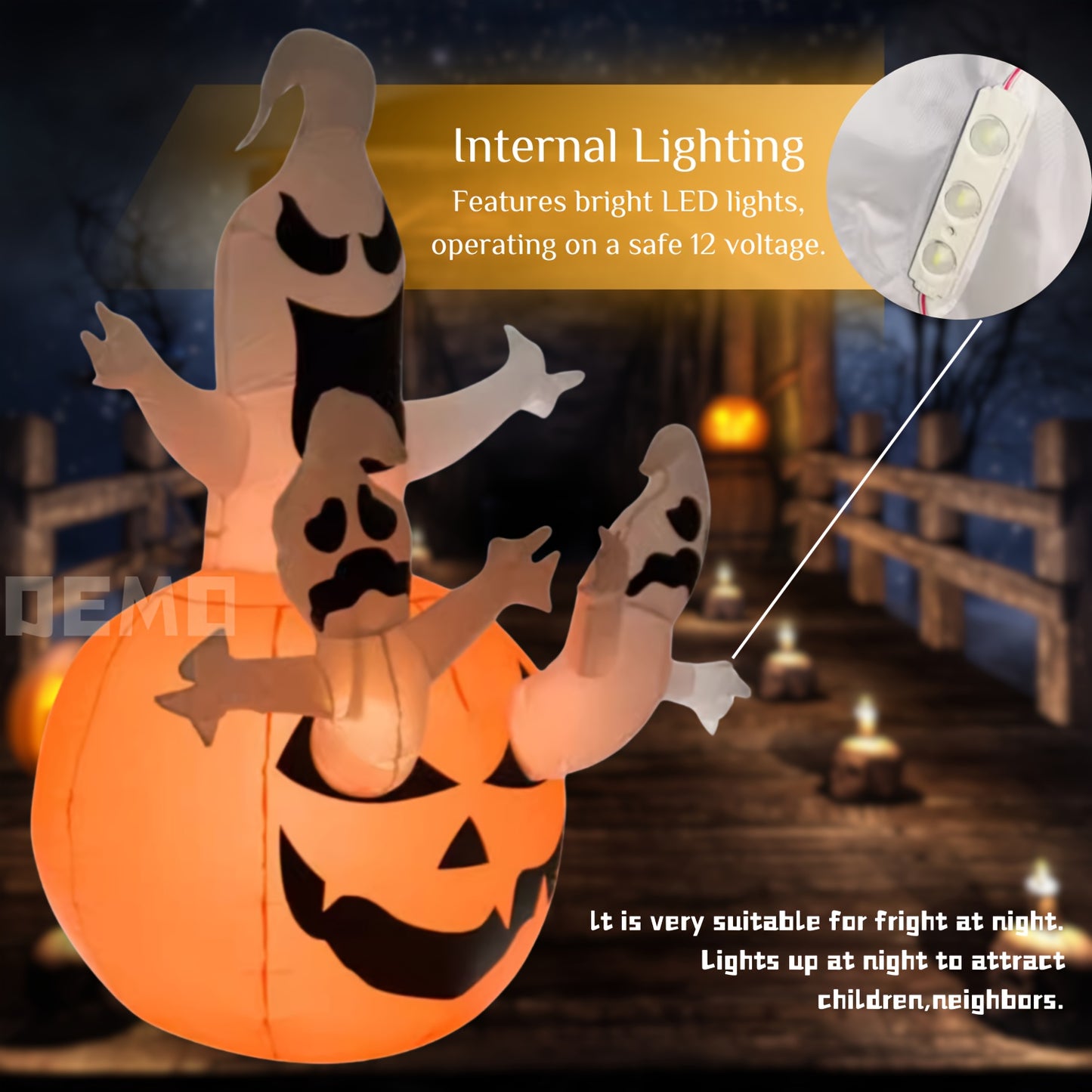 Halloween Decor, 6 FT Halloween Blow-up Inflatable Ghost in Pumpkin w/ LED Bulbs Yard Decoration