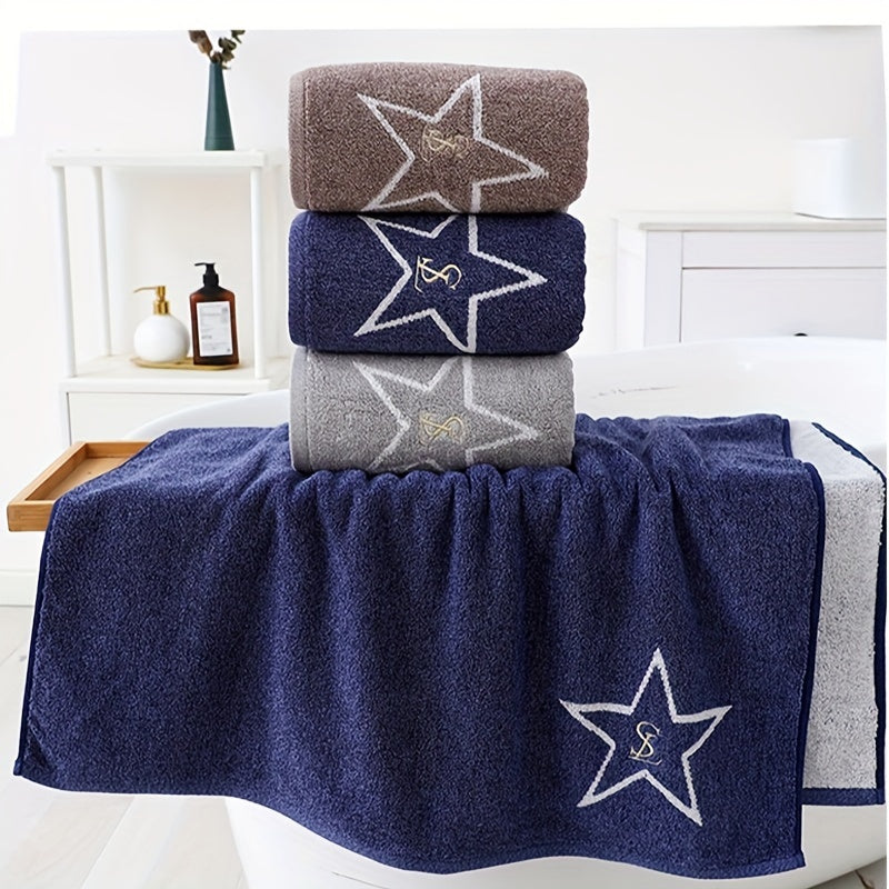 Cotton Bath Towel Set - 4 Hand Towels, 2 Bath Towels, 100% Combed Cotton, Embroidered Star Design, Quick-Dry, Ultra Soft Spa Quality for Bathroom & Outdoor Use