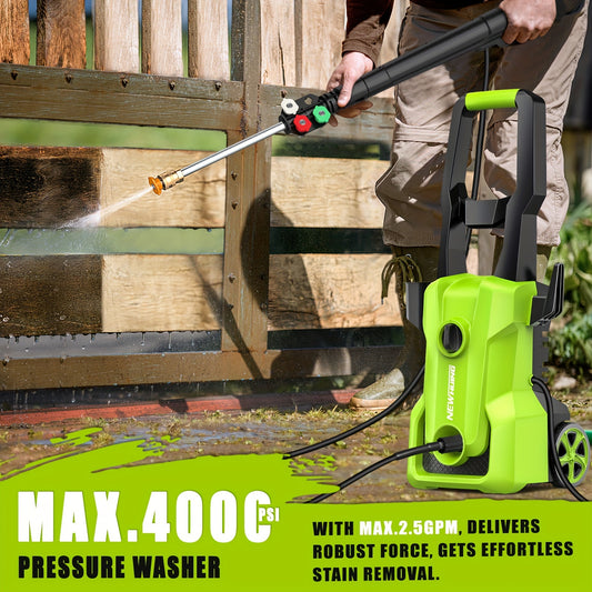 Electric Pressure Washer 4000PSI Max 2.8 GPM Power Washer With 25FT Hose & 35FT Power Cord 3 Different Pressure Tips, Foam Cannon, Power Washer Electric Powerd For Patios Car Garden