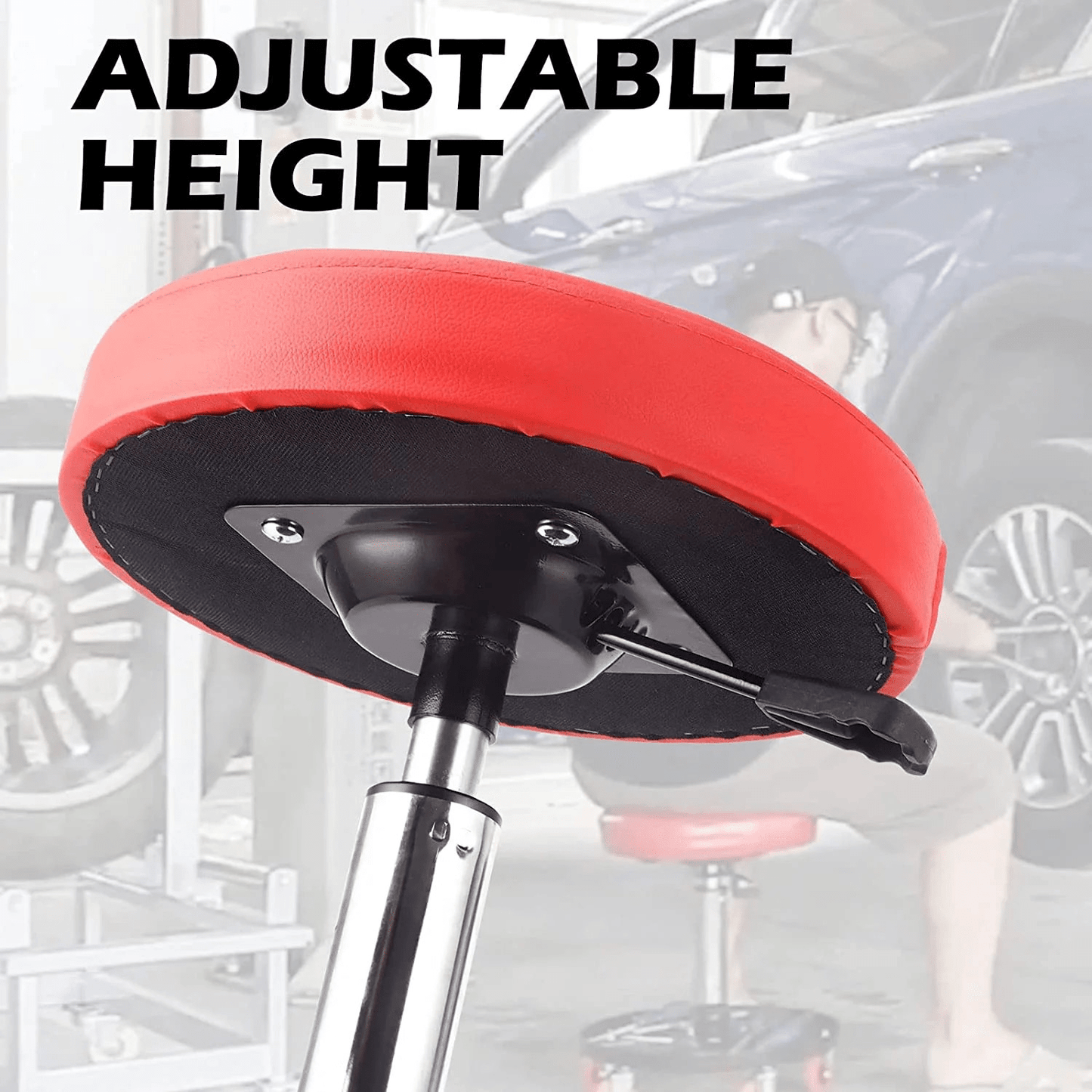 Auto Repair Tool Workshop Chair  Car Repair Stool 5 Wheels  Bench Adjustable Liftable Rolling Round Workshop Repair Seat