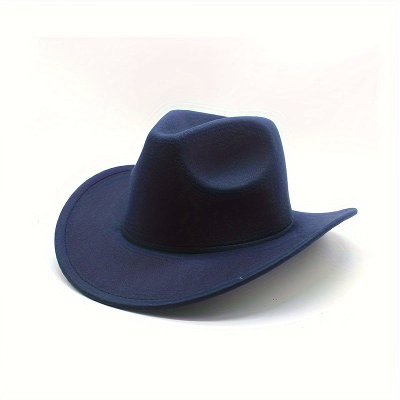 Vintage-Inspired Cowboy Hat With Wide Brim - Durable Polyester, Hand-Washable For Outdoor Fashion