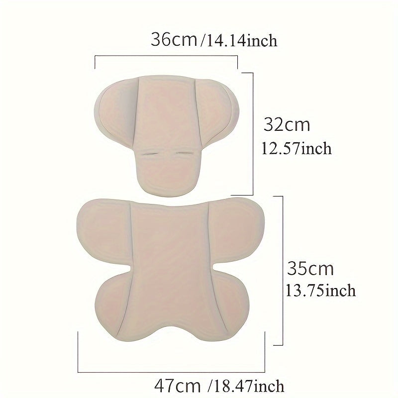 Car Safety Seat Inner Pad, Changing And Washing Pad, Carrying Basket Stroller Pad, Four Seasons Universal Waist Head Seat Pad, Waist + Head Pad Two-in-one 8.82oz 15.75*11.81*1.18inch