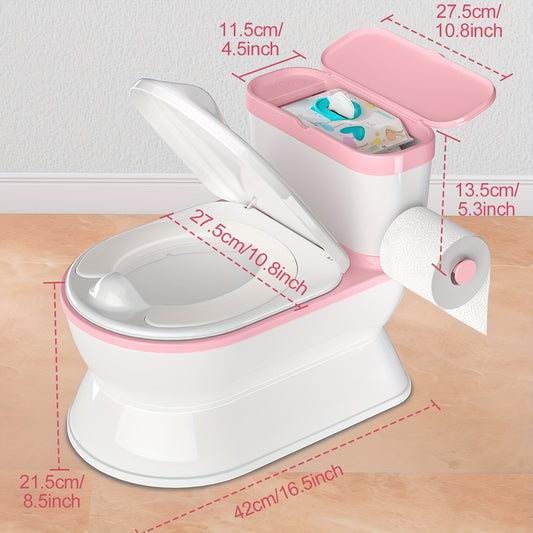 2-In-1 Toddler Potty Training Toilet - Larger Potty Chair And Removable Training Seat With Realistic Flush Sounds, Flip-Up Toilet Seat, Storage Bin And Toilet Paper Holder For Kids 1-3 Years Old, As Halloween, Chrismas Gift