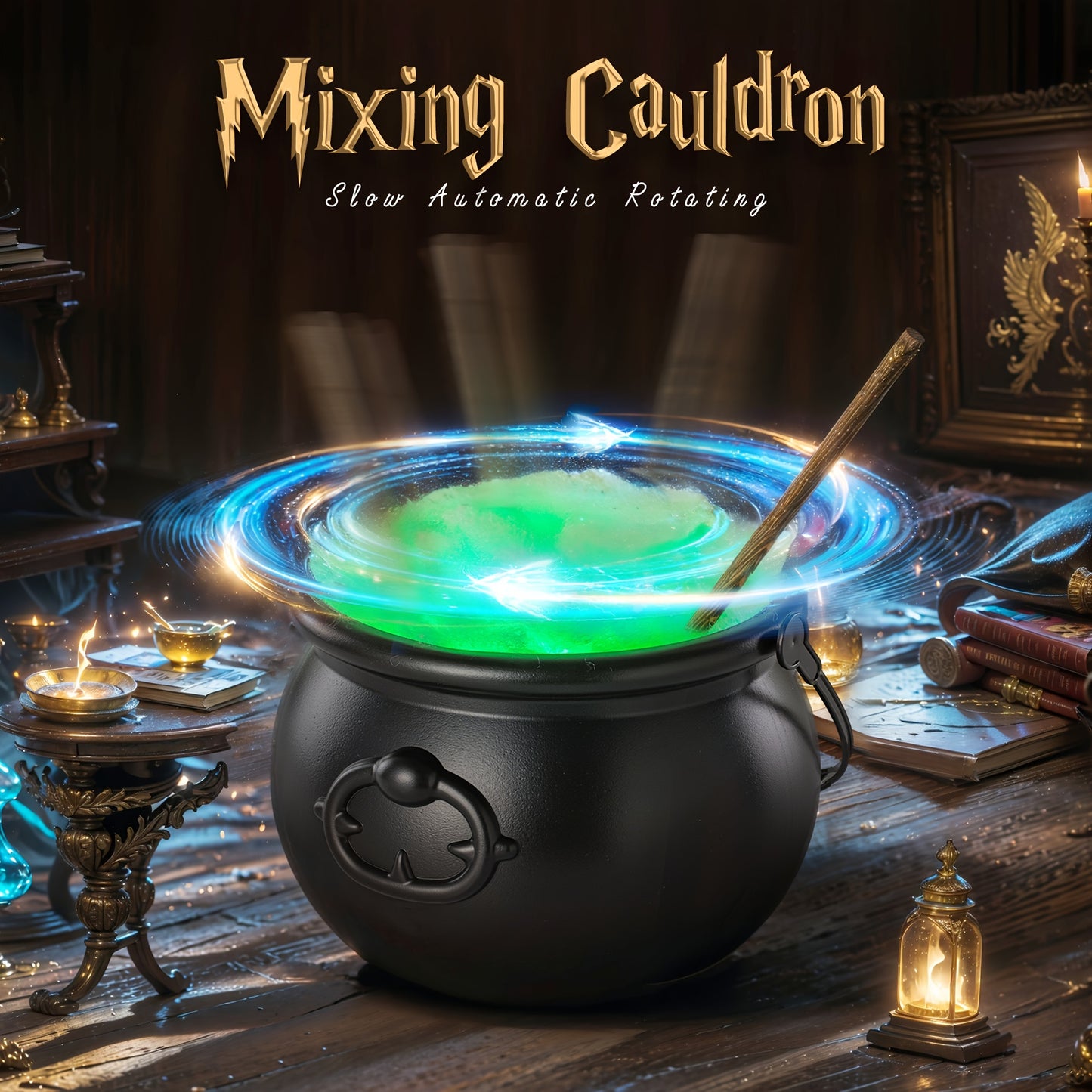 Indoor Halloween Decorations - Automatic Rotating Magic Stirring Cauldron, DIY Witch Cauldron Set - Perfect For Halloween Party Table And Home Kitchen Decor.