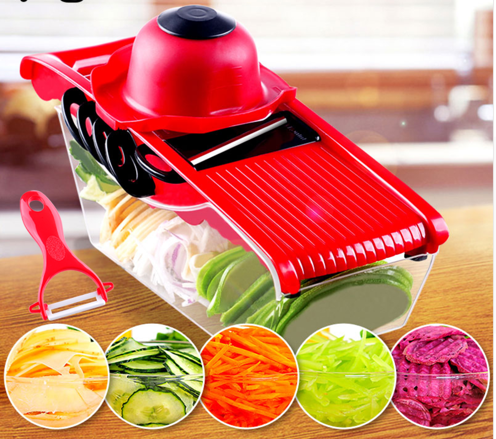 Mandoline Food Slicer Stainless Steel Veggie Chopper 6 Modes Safe  With 1 Parer Adjustable Vegetable Slicer For Kitchen